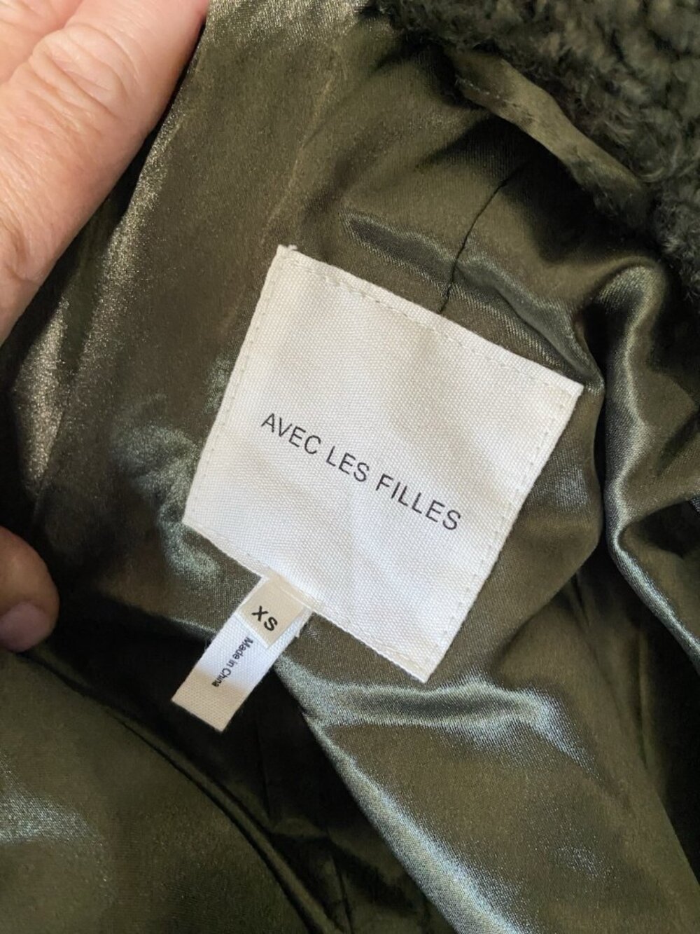 Avec Les Filles Tailored Sherpa Coat green jacket Anthropologie sz XS (Sold Out) - Picture 7 of 8
